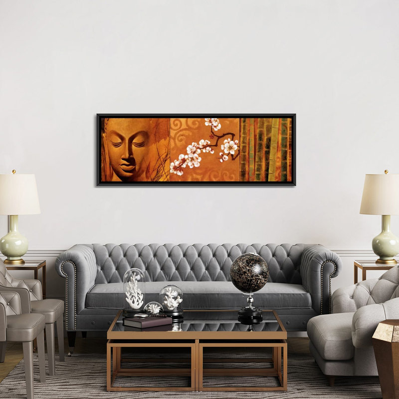 «Buddha Panel I», impression sur toile tendue, H 12 po x l 36 po x P 1,5 po, Toile avec cadre noir