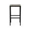 Paire de tabourets de bar en bois pour l'extérieur. Teintes grises et noires. Cadre en métal avec lattes. L 15,64 po x P 30,63 po. Mélange de gris. Base à lattes. L 15,64 po x P 15,64 po x H 30,63 po-407467085