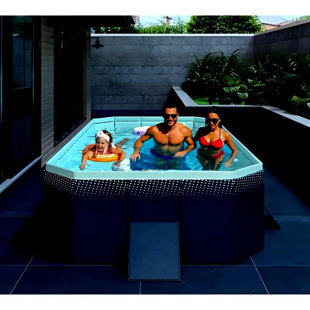 Piscine pliante en PVC de 3 m (non gonflable) pour se baigner et se rafraîchir en été, idéale pour une terrasse, une plage ou un jardin.