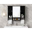 Armoire à pharmacie de salle de bain avec miroir, 5 tablettes fermées et réglables, armoire de rangement murale de salle de bain avec portes en verre