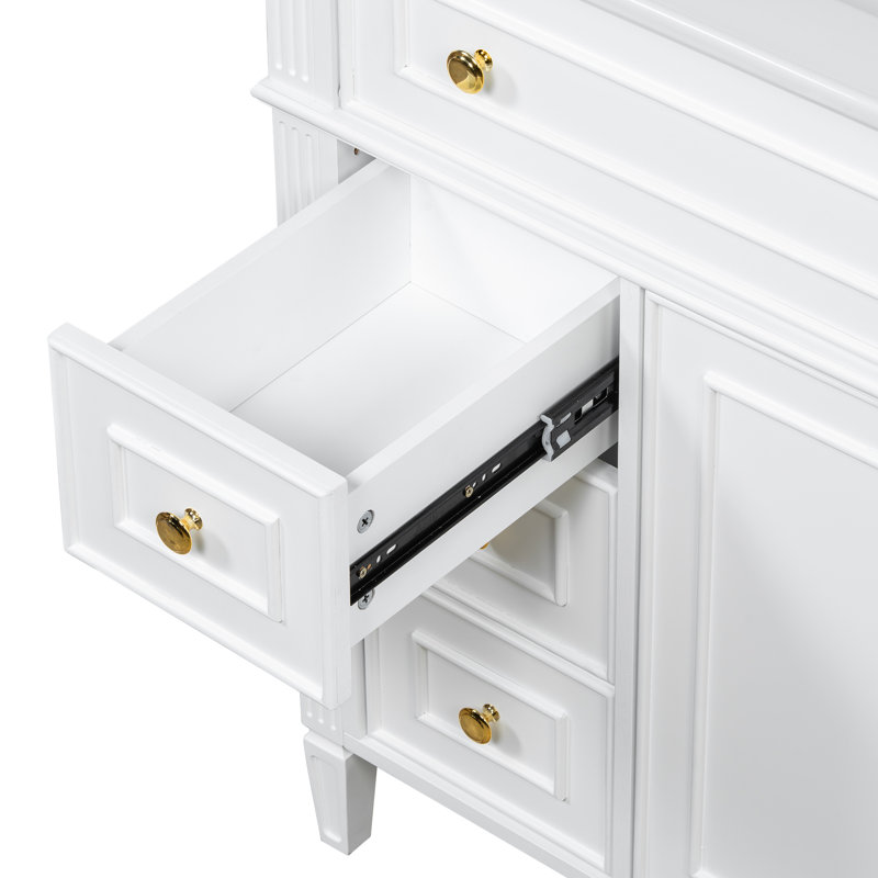 Ensemble de meuble-lavabo de 36 pouces avec lavabo en bois massif et bois aggloméré Ulvera, Blanc
