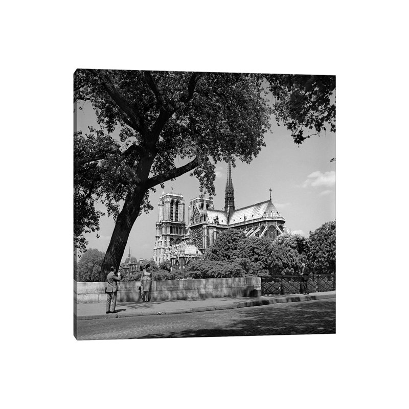 1950s Paris France Tourist Couple Man With Camera by Vintage Images - Wrapped Canvas Print, 30.48 cm H x 30.48 cm W