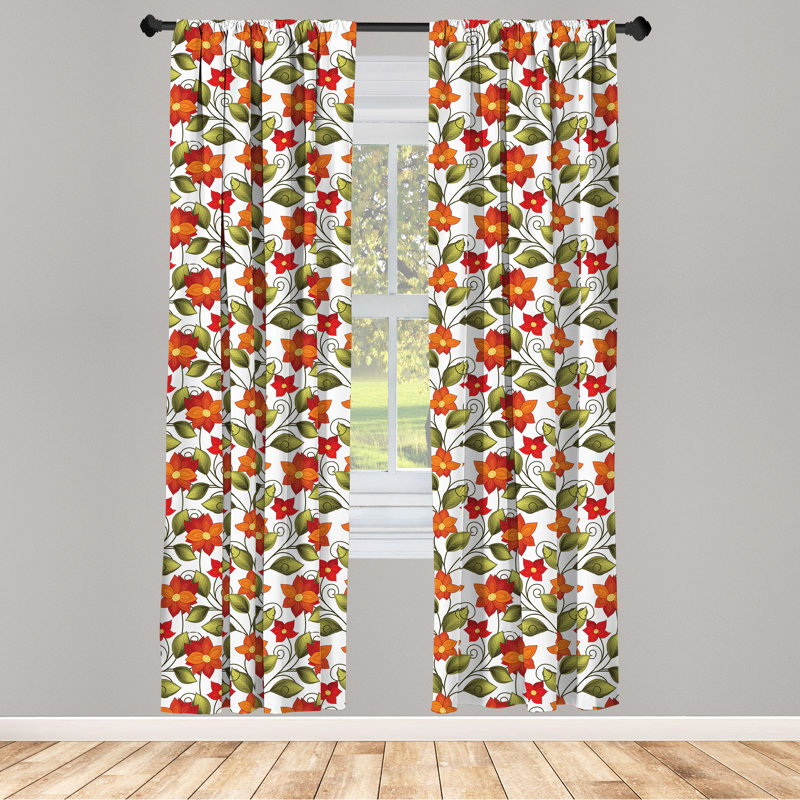 Floral Semi-Sheer Rod Pocket Sliding Panel, 28" x 95"