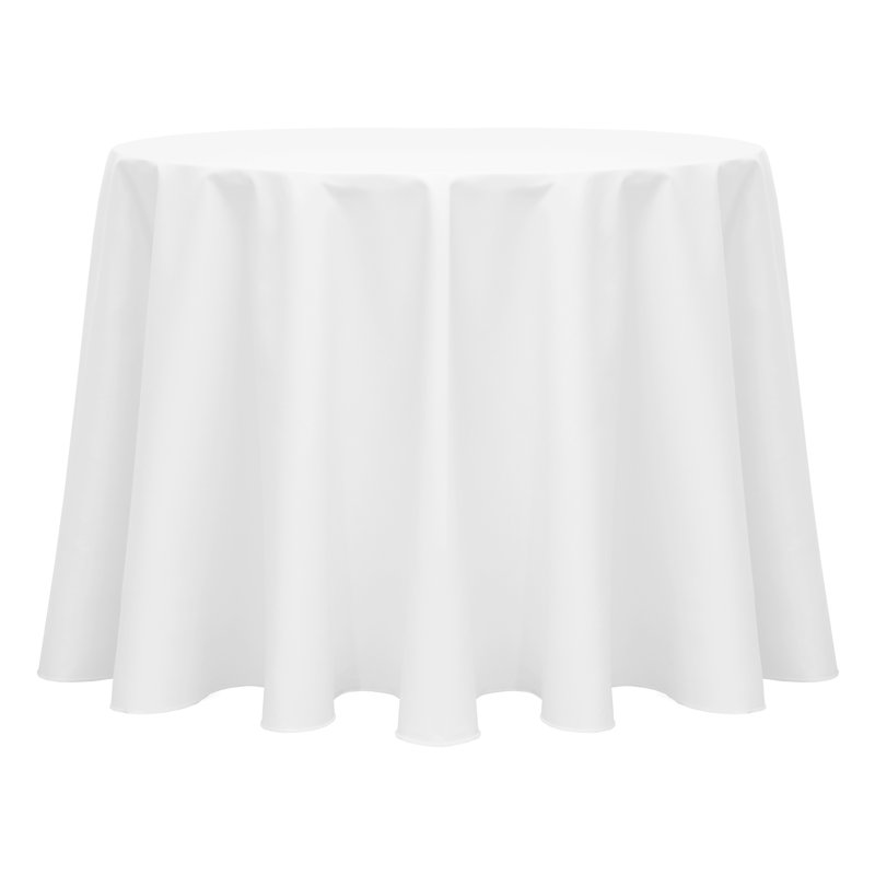 Cotton Twill Round Tablecloth, 3, 102" L x 102" W, White