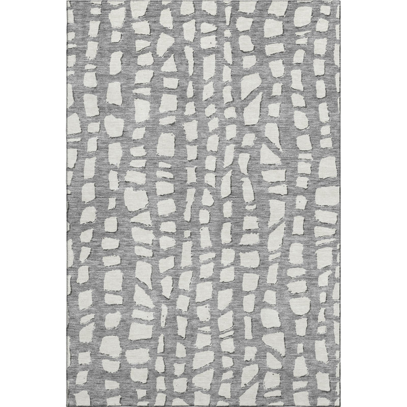 Premium Machine Washable Prisco Gray Rug, Rectangle 3' x 5'