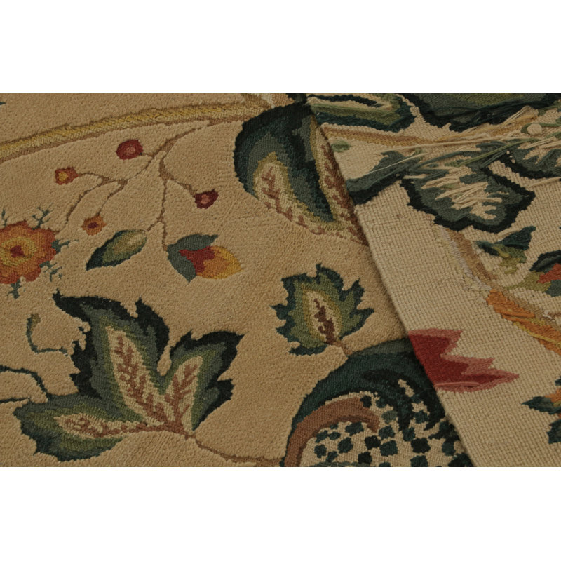Wool Floral Area Rug, Rectangle 8'10” x 9'7”