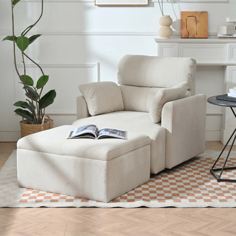 Chaise surdimensionnée avec repose-pieds avec rangement