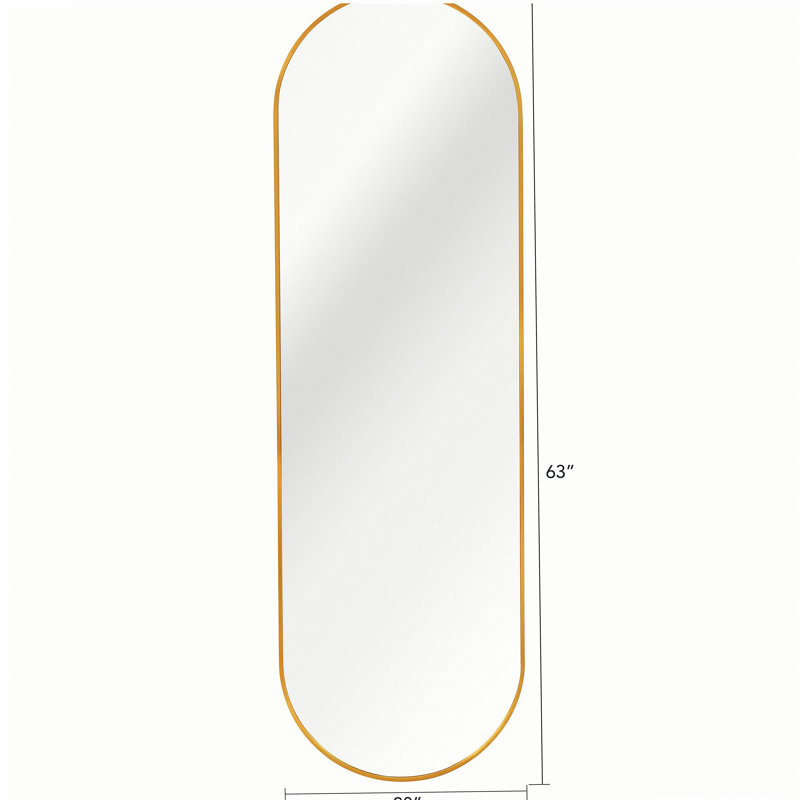 Golden 63 x 20 po en forme de pilule pleine longueur miroir ou miroir de salle de bain, Doré