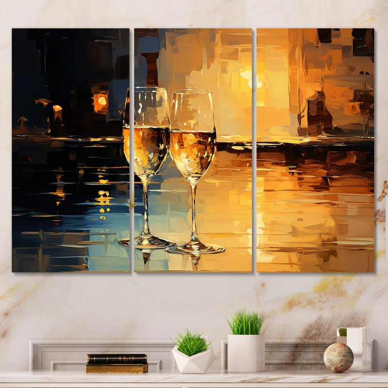 Verre champagne Fizz I - Champagne, art mural, H 32 po x l 48 po