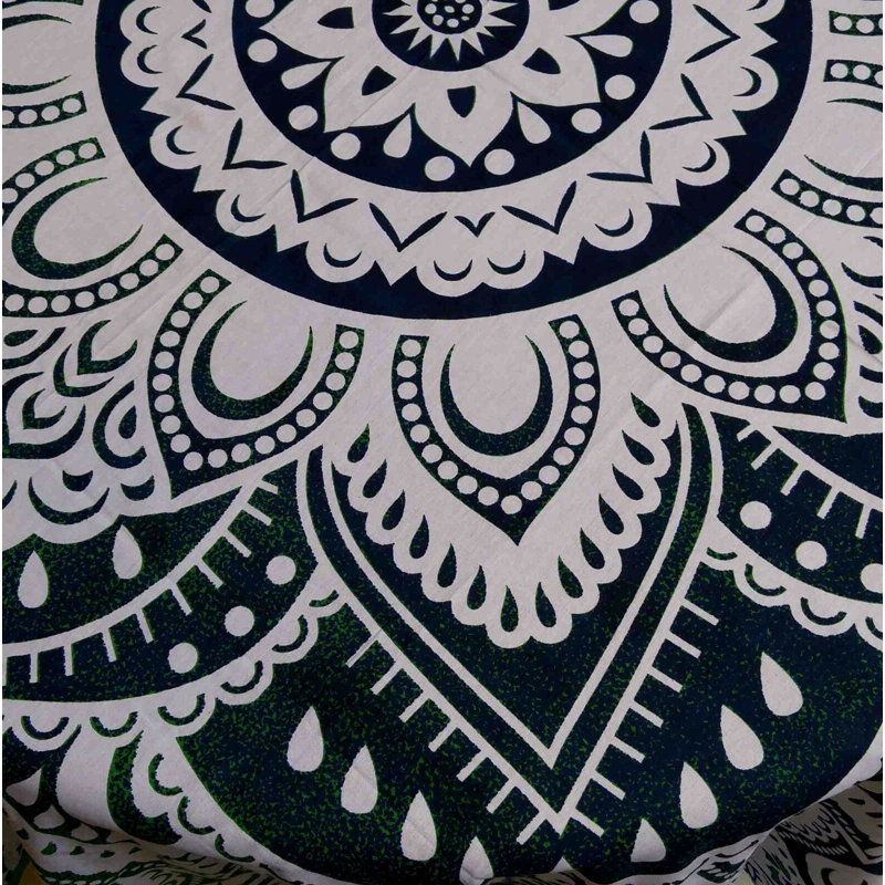 Norazn 100% Cotton Blooming Tablecloth, Dark Green