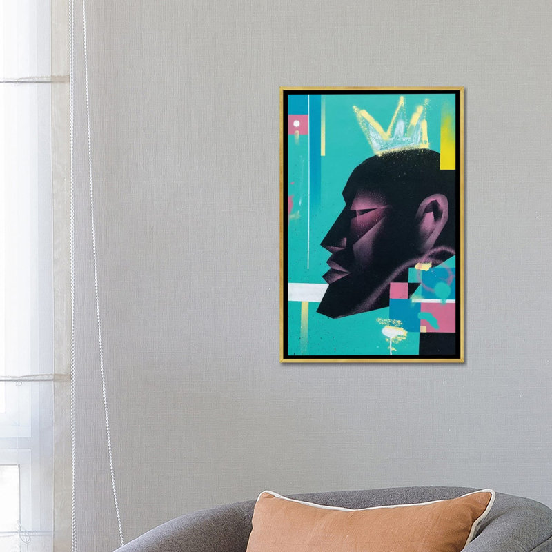 «King» par VCalvento - impression d'art graphique, H 26 po x l 18 po x 1,5 po, Toile encadrée d'or, Pas de tapis
