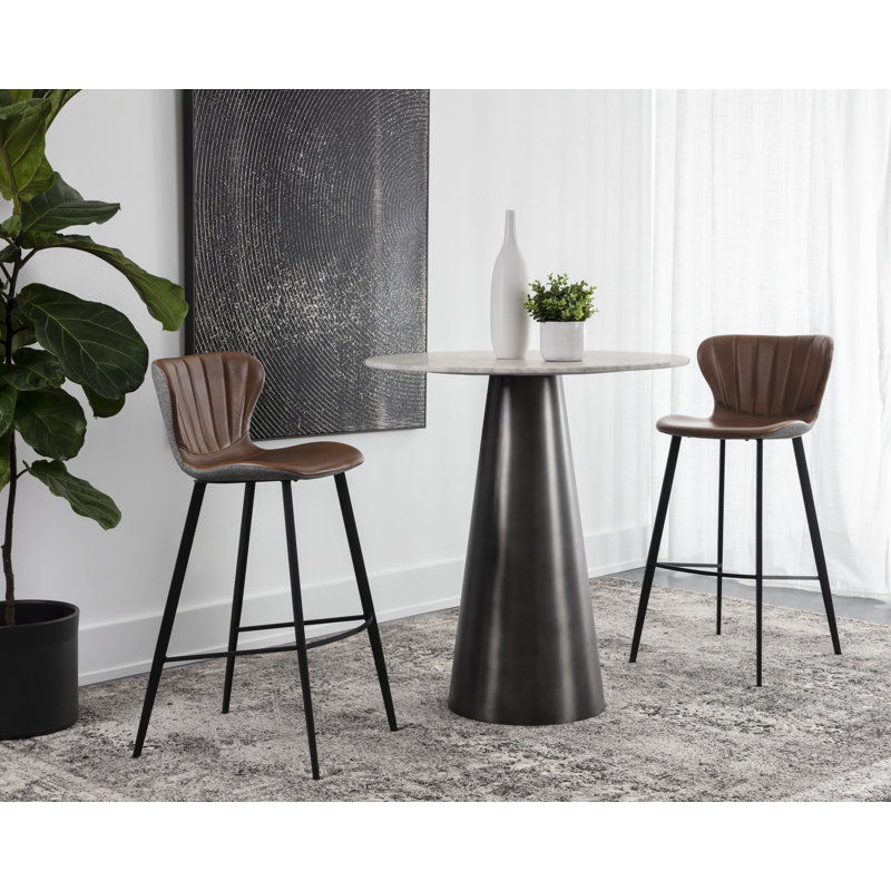 Arabella Upholstered Bar Stool, Brown, Bar Stool (30" Seat Height)