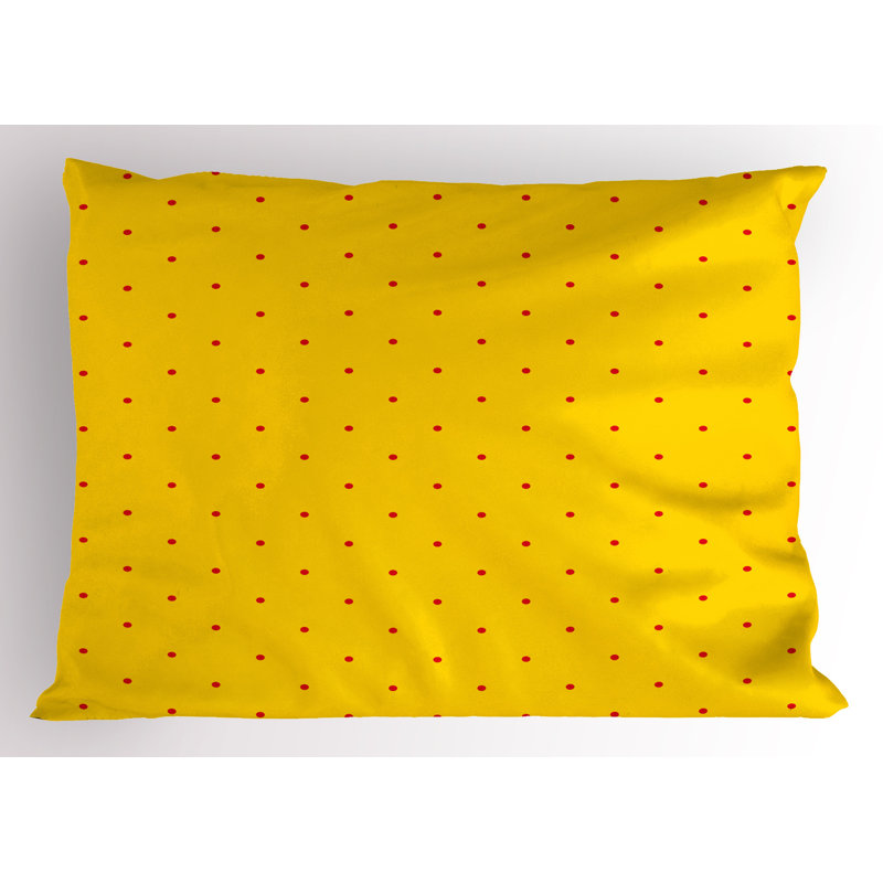 Earth Yellow and Vermilion Polka Dot Microfiber Pillow Shams, 2 Pack, 30" x 20"
