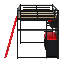 Lit mezzanine en bois avec bureau-1746373085