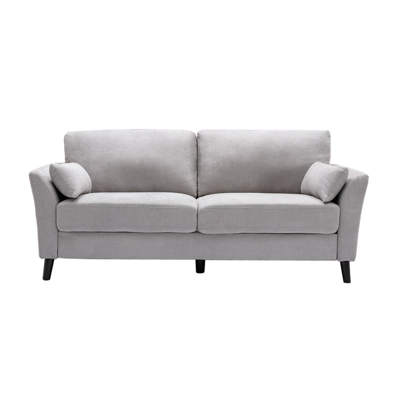 Canapé en tissu tissé avec 2 coussins, Tissu gris pâle