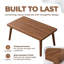 Table basse rectangulaire, conception à coins arrondis, 4 pieds cylindriques, structure en bois, brun