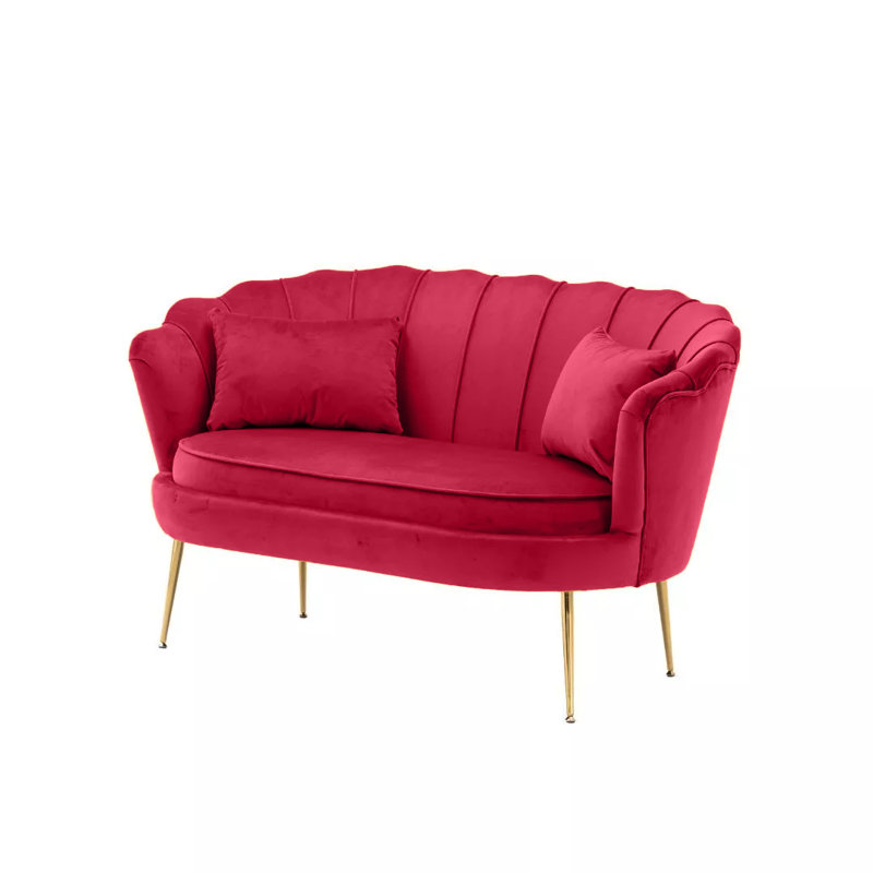 Carney Velvet Loveseat Accent Sofa, Raspberry Red