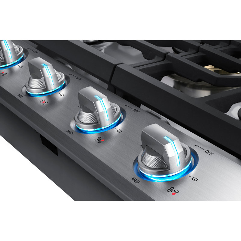 Samsung 30" Smart Gas Cooktop with 22K BTU Dual Power Burner, Stainless Steel