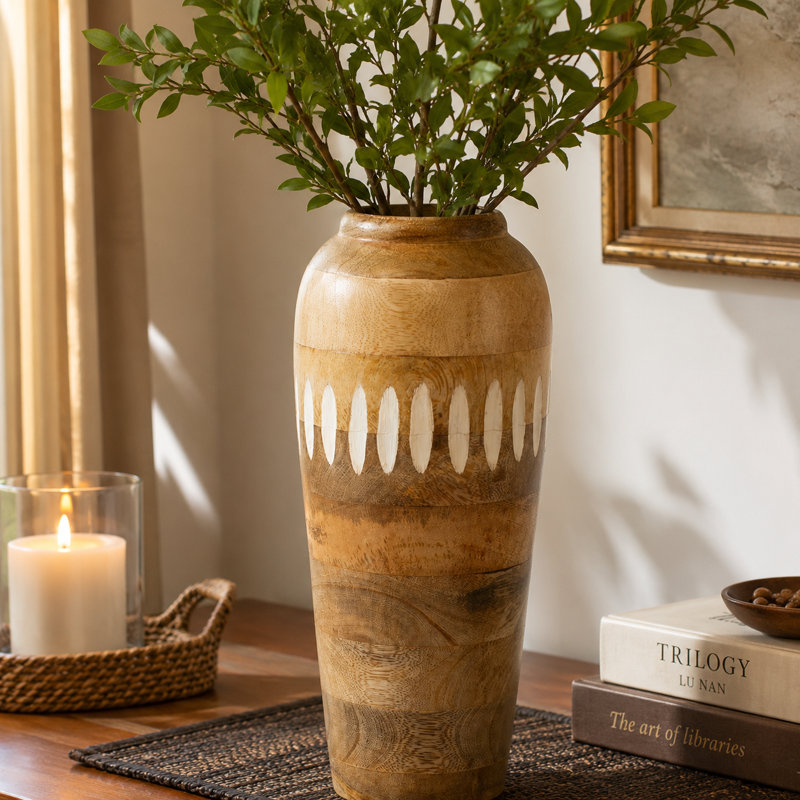 Vase de table en bois de manguier fait à la main 