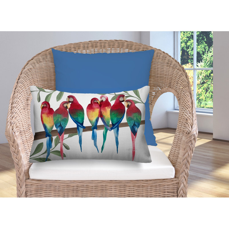 Sky Flocked Together Birds Outdoor Rectangular Pillow Cover & Insert, White