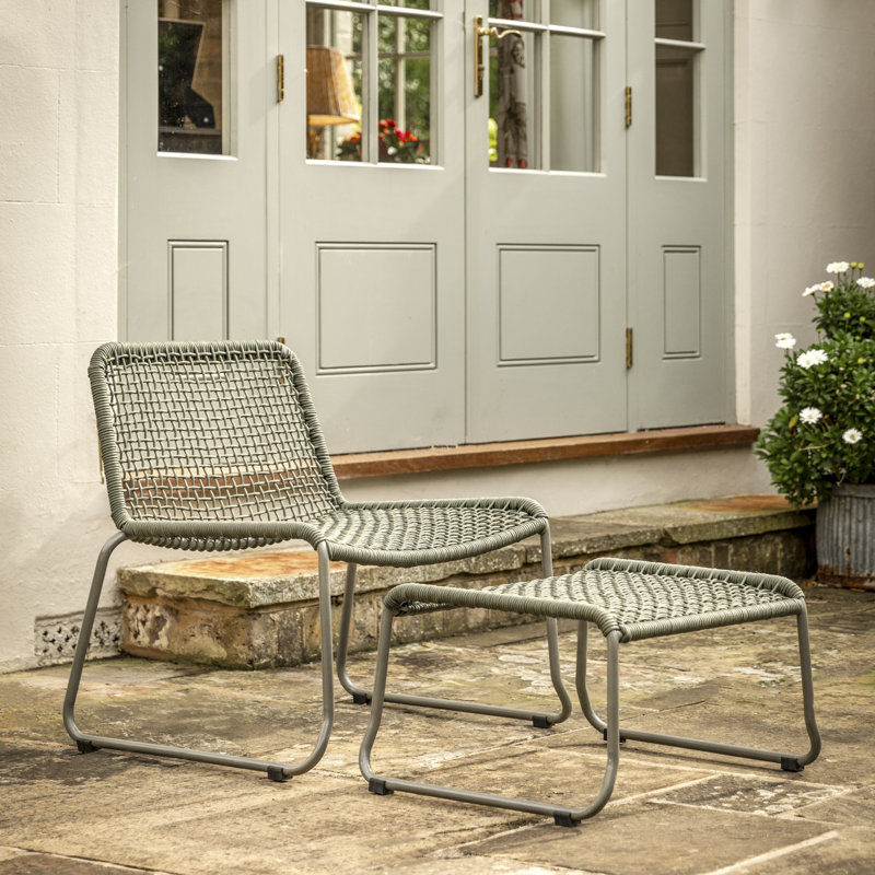 Akya Outdoor Lounge Chair with Footstool, Green