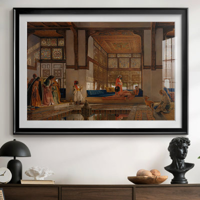 Une dame recevant des visiteurs (la réception) - John Frederick Lewis - reproduction encadrée avec passe-partout et verre - 1873