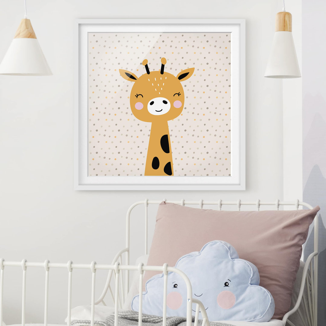 Gerahmtes Papierbild Baby Giraffe