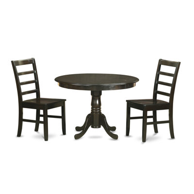 L'ensemble 3 pièces de table et chaises de cuisine comprend une table ronde avec piédestal et 2 chaises de salle à manger, cappuccino