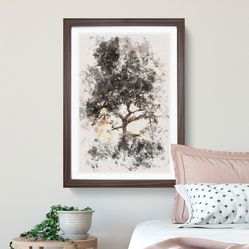 Leopard Siesta - Framed Print, 63cm H x 45cm W x 2cm D, Walnut Framed