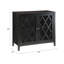 Console 34 po, design rétro simple avec 2 portes en verre et structure double à pieds hauts, noir