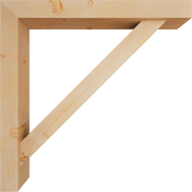 Traditional Block Bracket w/ Offset Brace, 38 x 38, 5 1/2"W Douglas Fir (Smooth)