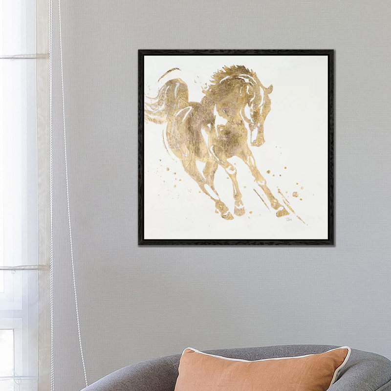 Spirit Horse Gold by Patricia Pinto - Floater Frame Gallery-Wrapped Canvas Giclée on Canvas, Black, 66.04 cm H x 66.04 cm W