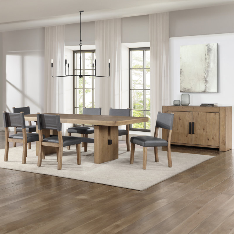 Ensemble de salle à manger Rickye, 7 pièces : table, 6 chaises, Brun / Gris