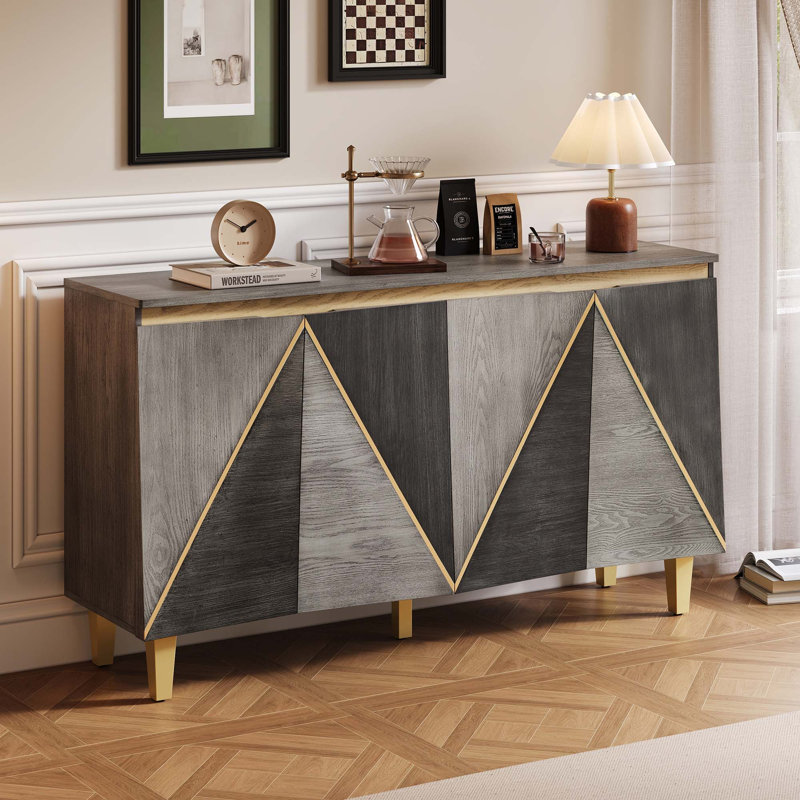 Buffet rétro 60 "avec tablettes réglables, Gris
