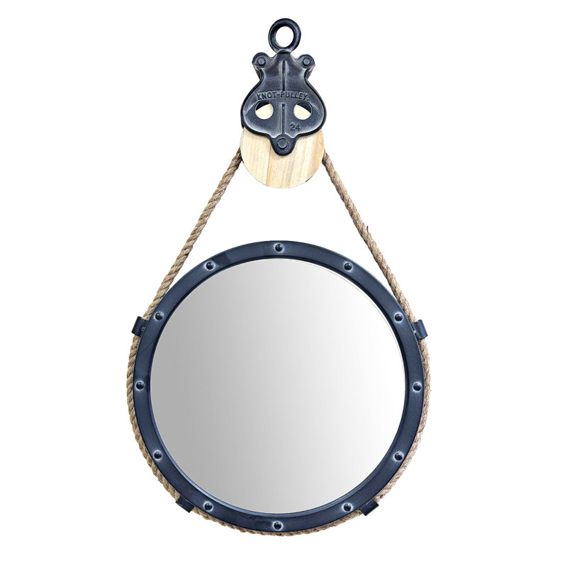 Round Rope Pulley Pendant Wall Mirror