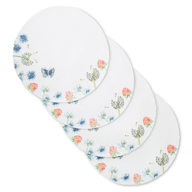 Ensemble de napperons FIESTA Breezy Floral, blanc / bleu / rose, paquet de 4 de 15 po