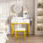 White Makeup Vanity Table, 3 - Color Switching Led Lights, 2 Big Storage Drawers, Metal Legs, Bedroom Vanity, Adjustable Power Socket, Chair, Dressing-396850234