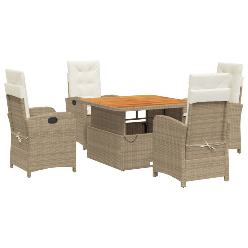  Garden Dining Set Beige, 28" H x 43.3" W x 43.3" D, 4