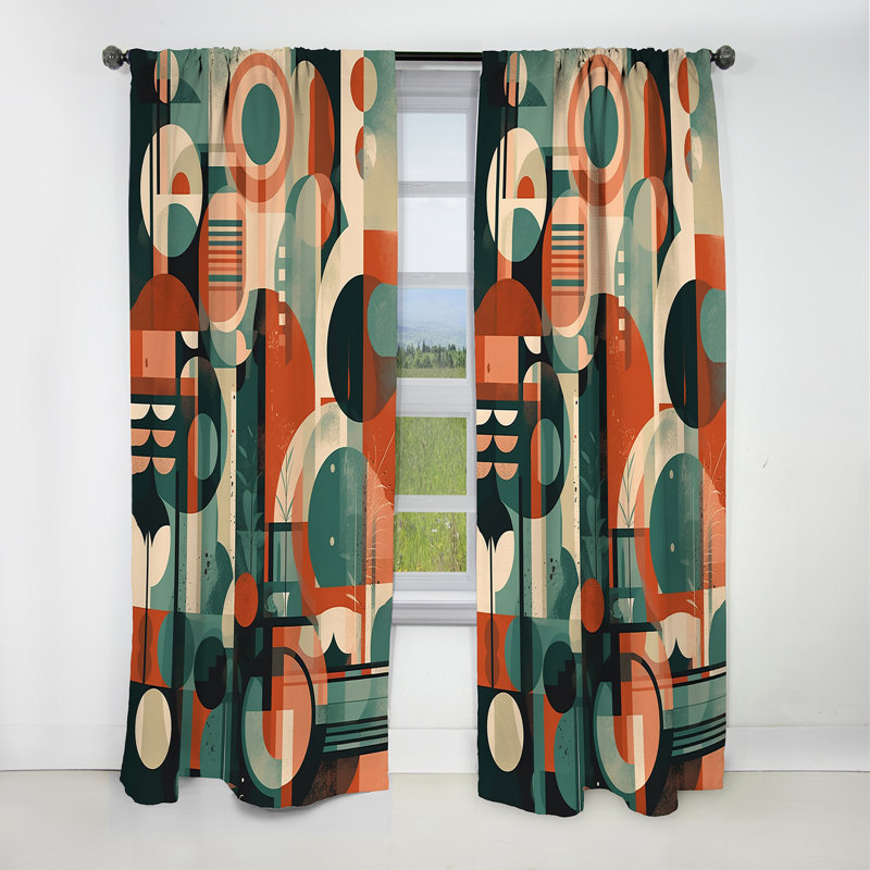 Mid-Century Artistic Transformations II - Rideau occultant abstrait Mid-Century - 1 panneau, L 52 po x L 63 po