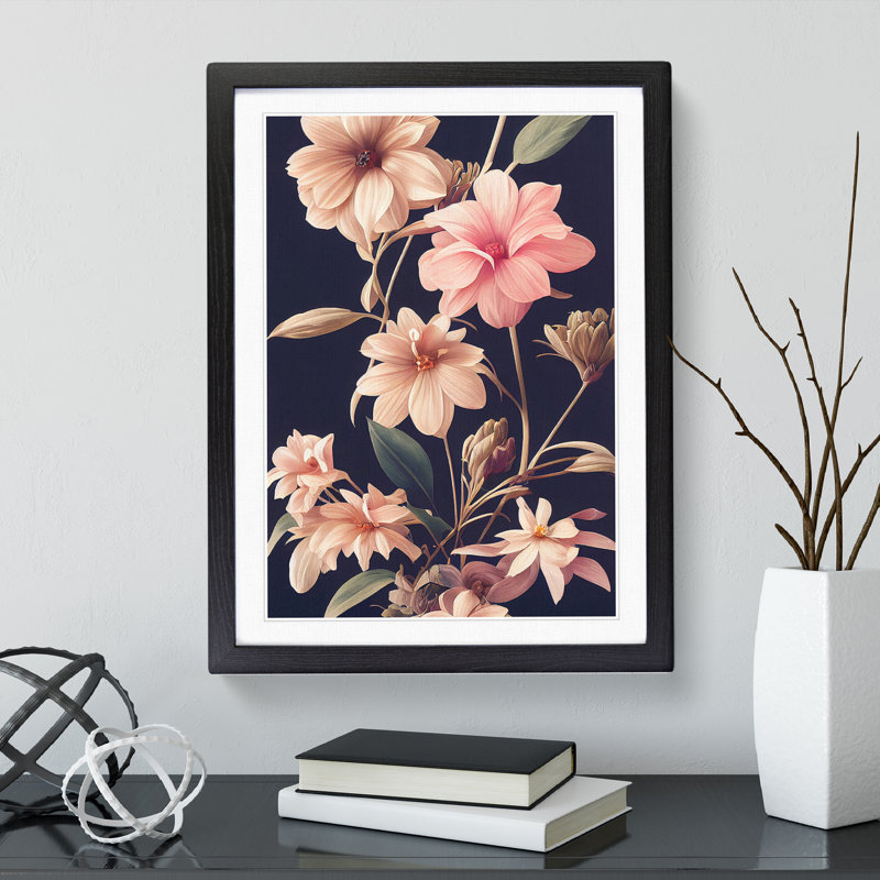 The Classic Flowers No.5 - Single Picture Frame Print, 34cm H x 25cm W x 2cm D, Black Framed