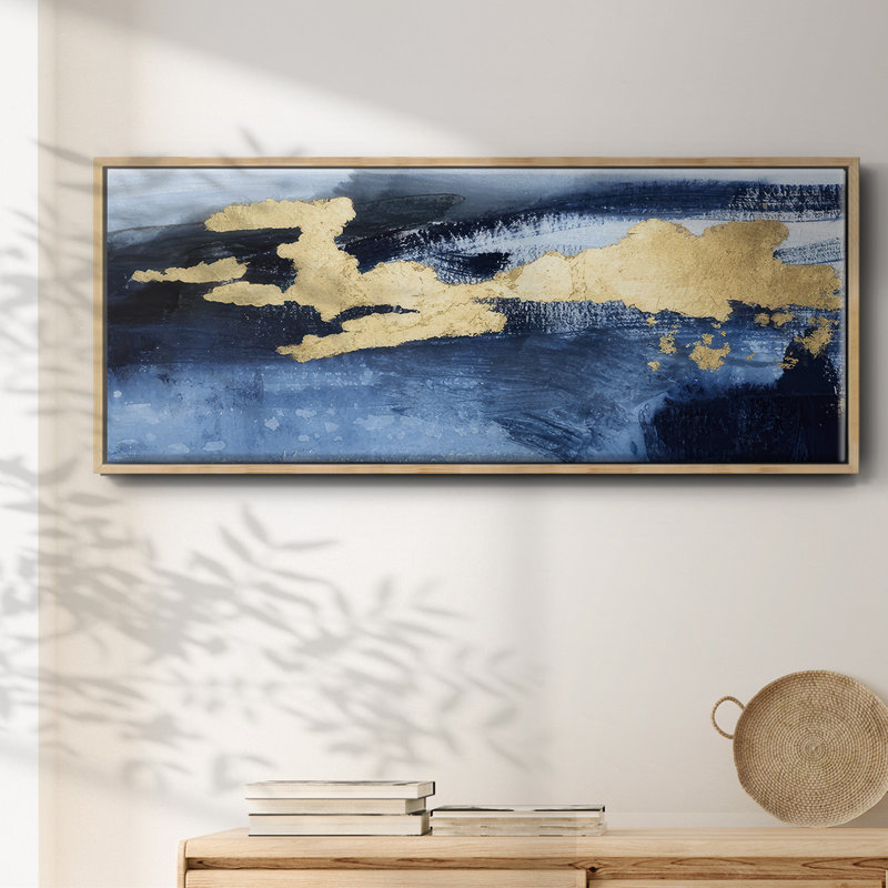 Gilded Indigo Sea I - Framed Canvas