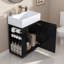 Meuble-lavabo de salle de bain avec lavabo en céramique, porte à motif de losanges, poignée dorée, tablettes de rangement latérales et barre à serviettes intégrée-119922066