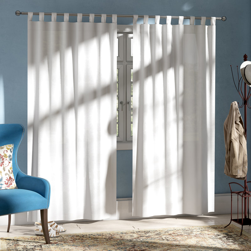 Mecca Orange Light-Filtering Polyester Tab Top Curtain Panels, 54x120