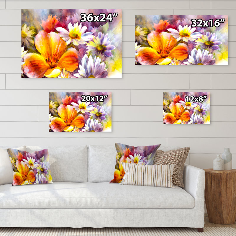 «Bright Bouquet Of Spring Flowers IV», reproduction sur toile flottante, H 8 po x l 12 po x P 1 po, Toile tendue