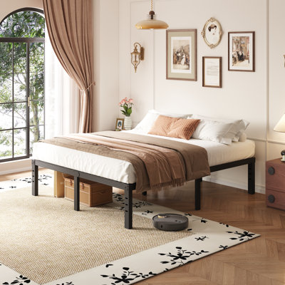 18" High Metal Platform Bed Frame, Heavy Duty Steel Slat Support, No Box Spring Needed, Noise-free, Easy Assembly, Under Bed Storage