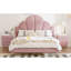 Ensemble de chambre à coucher 3 pièces, cadre de lit tapissier moderne avec tête de lit pétale, tables de chevet 3 tiroirs, rose