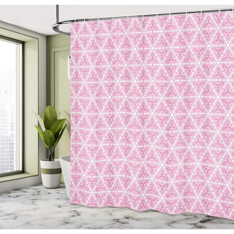 Ensemble de rideau de douche + crochets, H 69 po x l 75 po, Rose vif