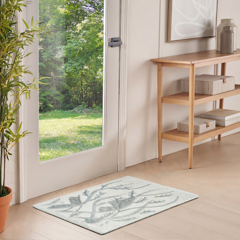 Tapis d'intérieur moderne en ardoise 5 pi 6 po x 7 pi 5 po Nourison Theos, Rectangle 5 pi 6 po x 7 pi 5 po