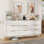 Commode moderne à 9 tiroirs avec détails dorés - rangement spacieux pour la chambre à coucher, blanc