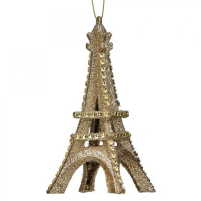 Gold Glittered Eifel Tower Ornament